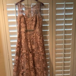 Eliza J Blush Rose Ballgown with floral applique